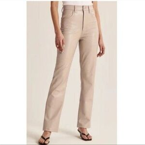 Abercrombie & Fitch Tan Vegan Leather Straight Leg Women's Jeans